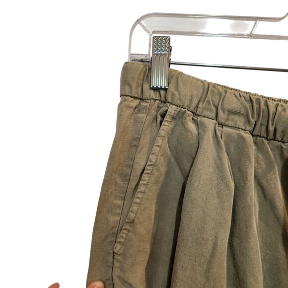 Zara Tan Elastic Waist Straight Leg Drawstring High Rise Trouser Pants Medium - Picture 6 of 9